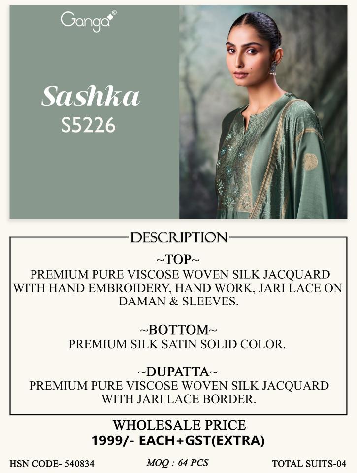Ganga sashka 5226 dress material wholesale